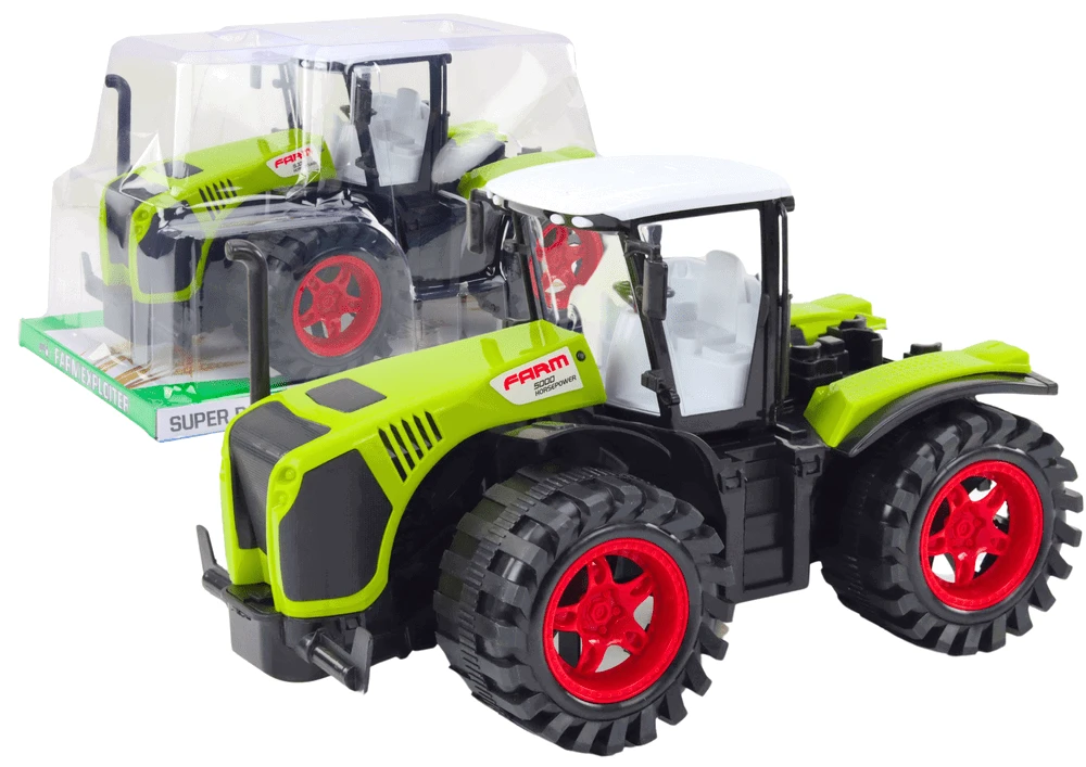 Lean Toys Žalias traktoriaus modelis su trinties mechanizmu, 37x23x22 cm