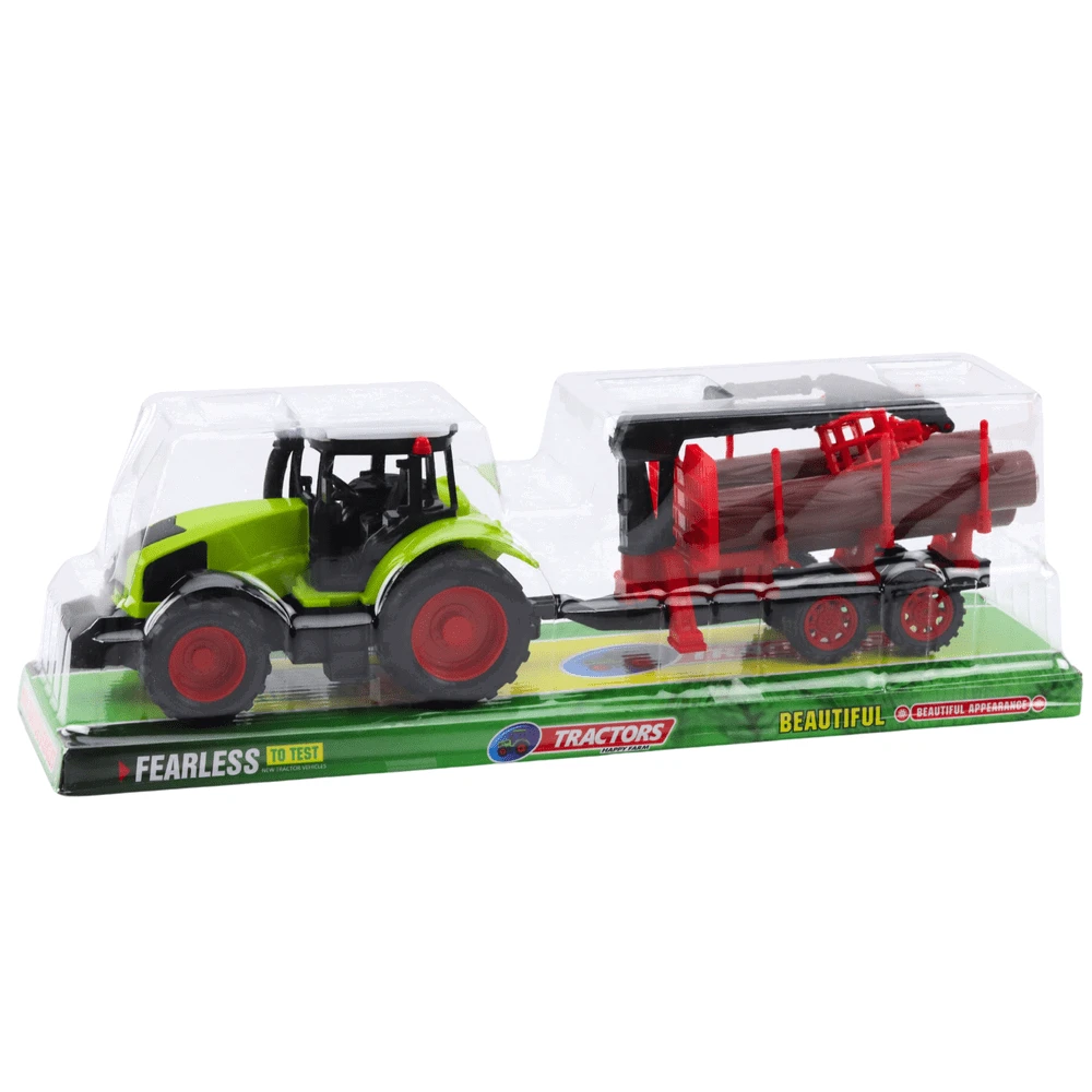 Lean Toys Traktorius su HDS priekaba medienos transportavimui