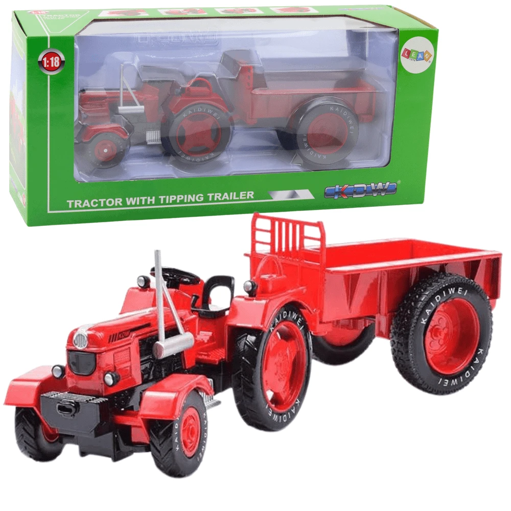 Lean Toys Metalinis raudonas traktorius 1:18 masteliu