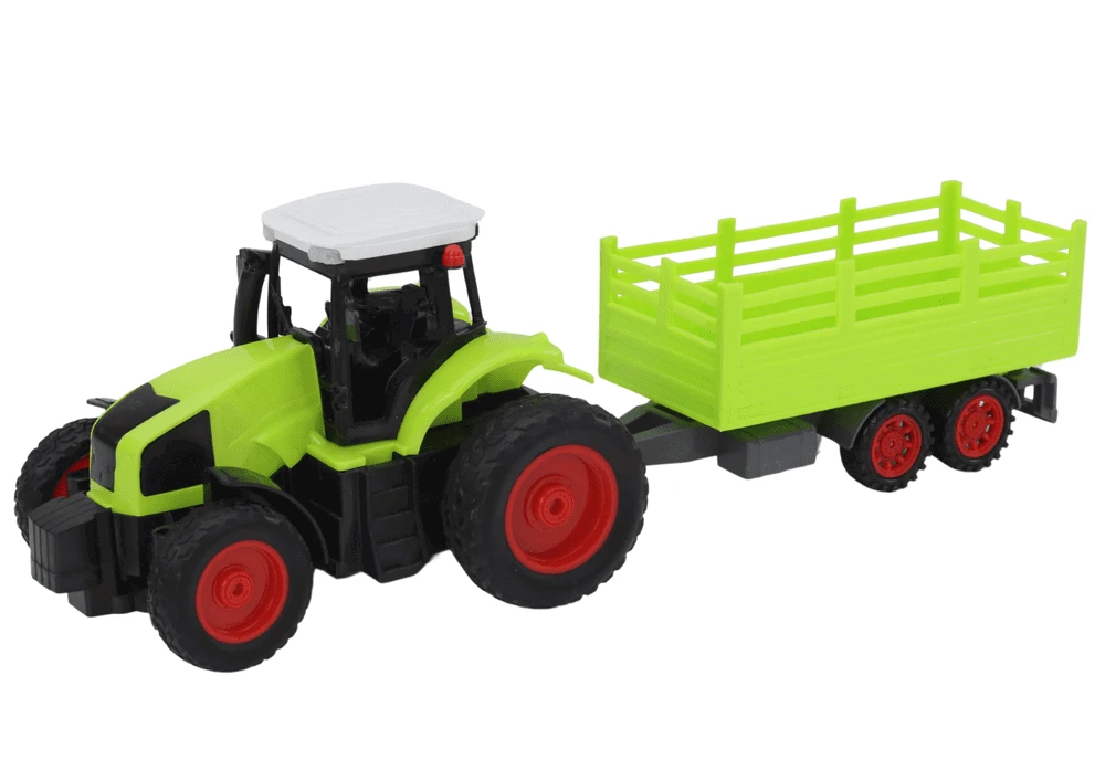 Lean Toys Nuotoliniu būdu valdomas žaislinis traktorius su priekaba 1:16