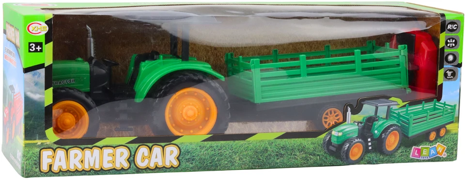 Lean Toys Žaislinis Traktorius su Priekaba ir Nuotoliniu Valdymu, Žalias, 48x16.5x16 cm