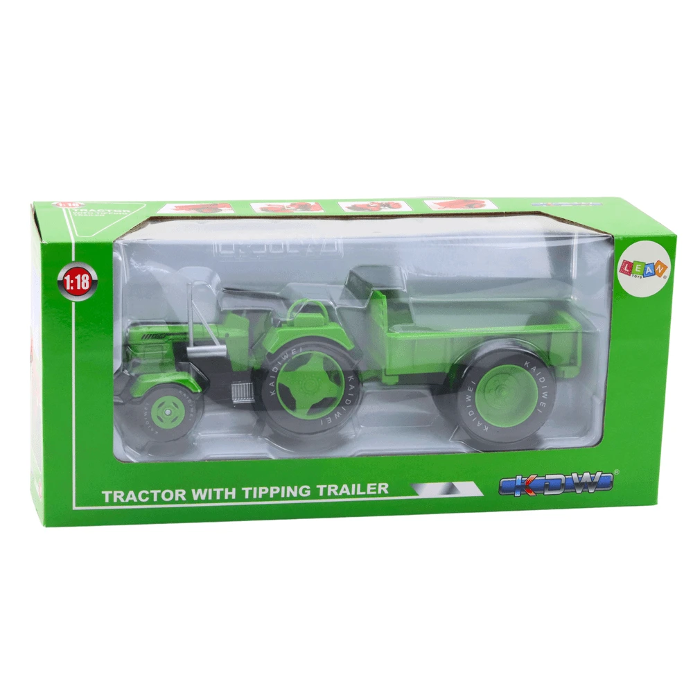 Lean Toys Metalinis žalias traktorius 1:18 masteliu