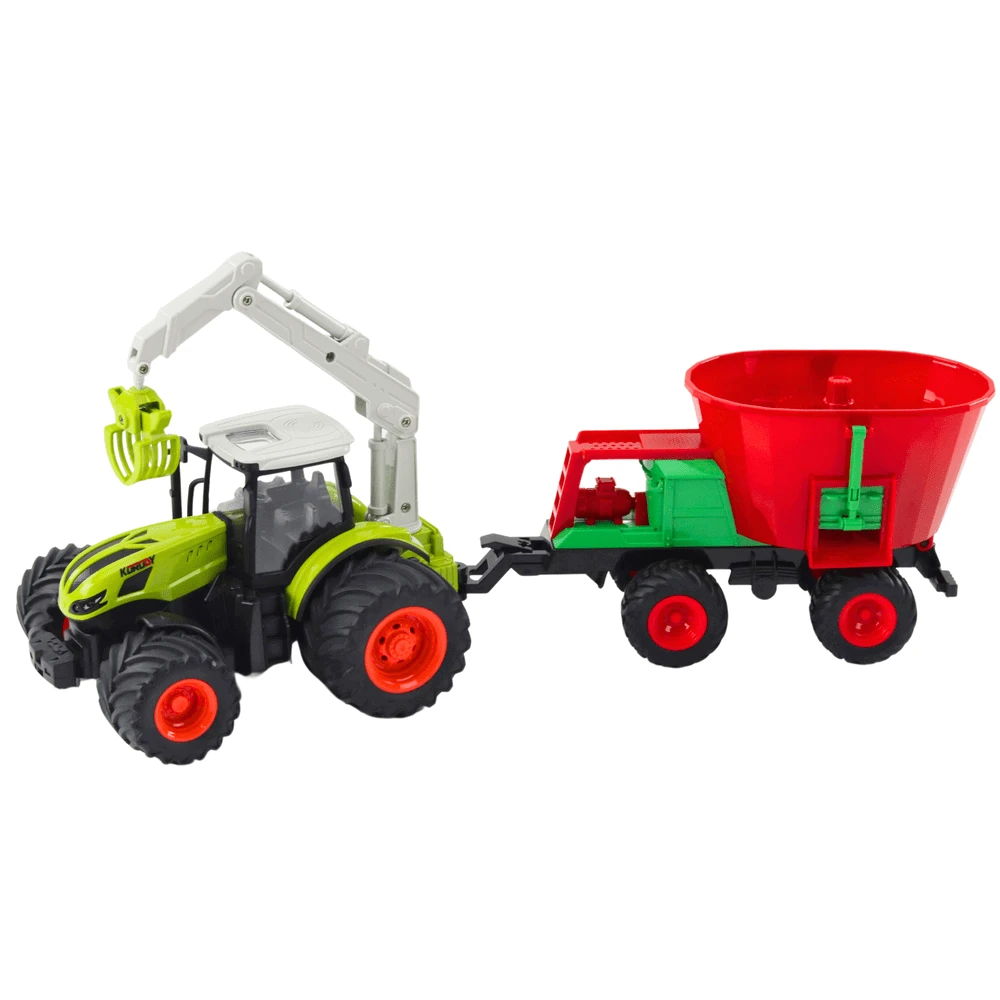 Lean Toys Nuotoliniu būdu valdomas traktorius su sėjamojo ir griebtuvo priedais