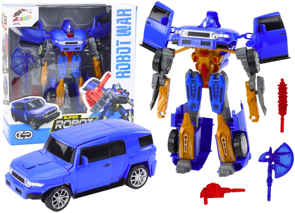 Lean Toys Mėlynas Auto-Robotas 2in1 su Priedais