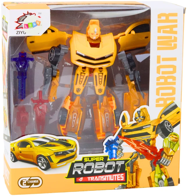 Lean Toys Geltonas Auto-Robotas 2in1 Žaislas