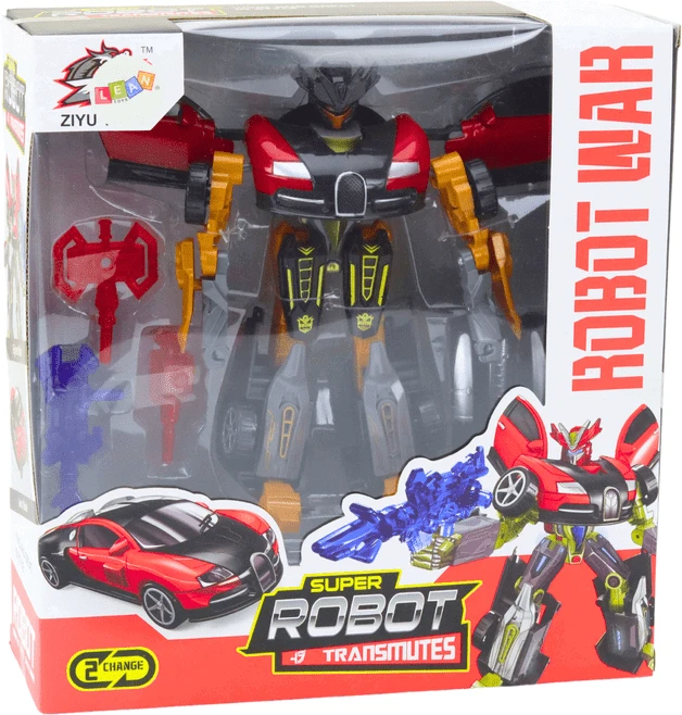 Lean Toys Raudonas žaislas 2in1 robotas-automobilis su ginklais
