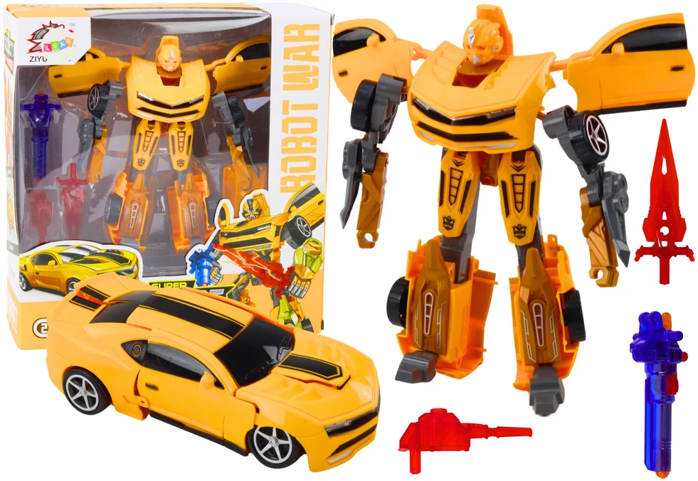 Lean Toys Geltonas Auto-Robotas 2in1 Žaislas