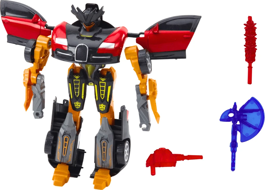 Lean Toys Raudonas žaislas 2in1 robotas-automobilis su ginklais