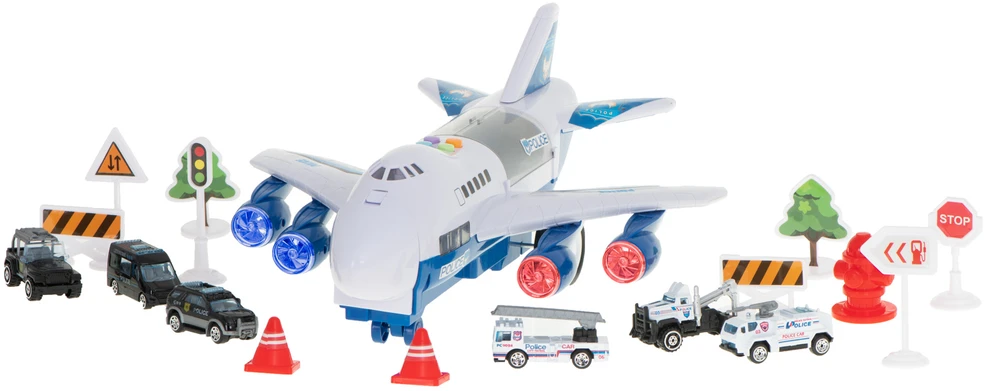 Ikonka Transporterio lėktuvas + 6 automobiliai policijos šonaspriekyje