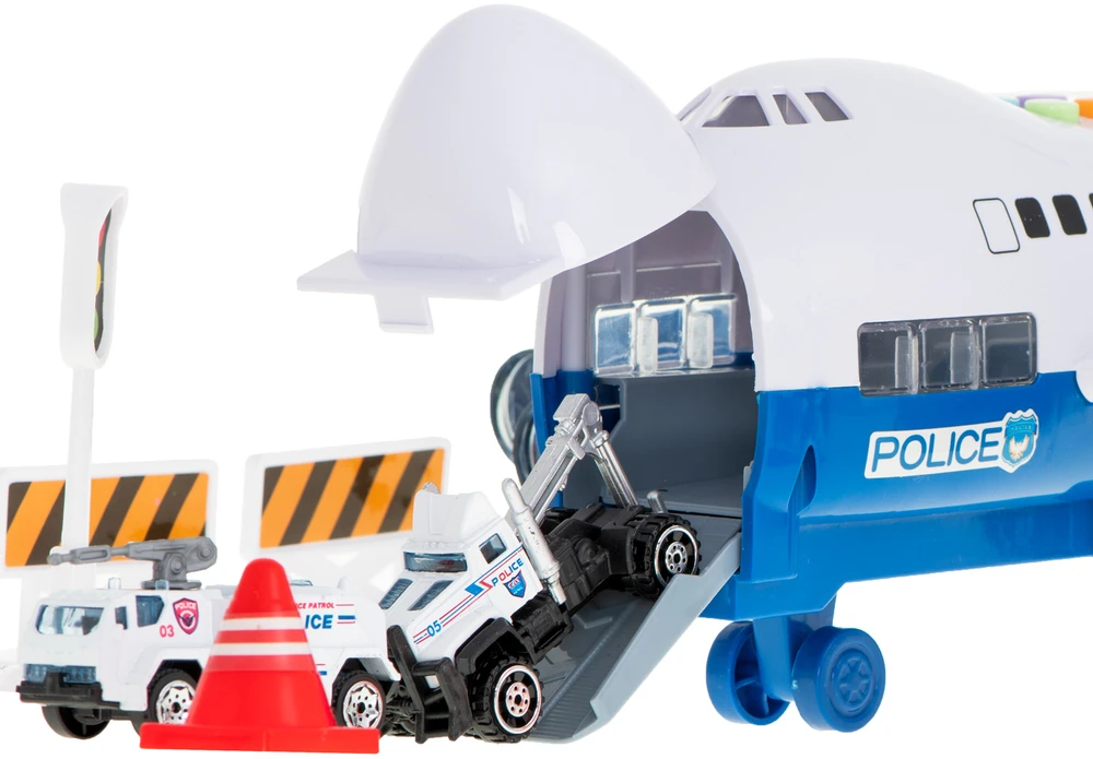 Ikonka Transporterio lėktuvas + 6 automobiliai policijos šonaspriekyje