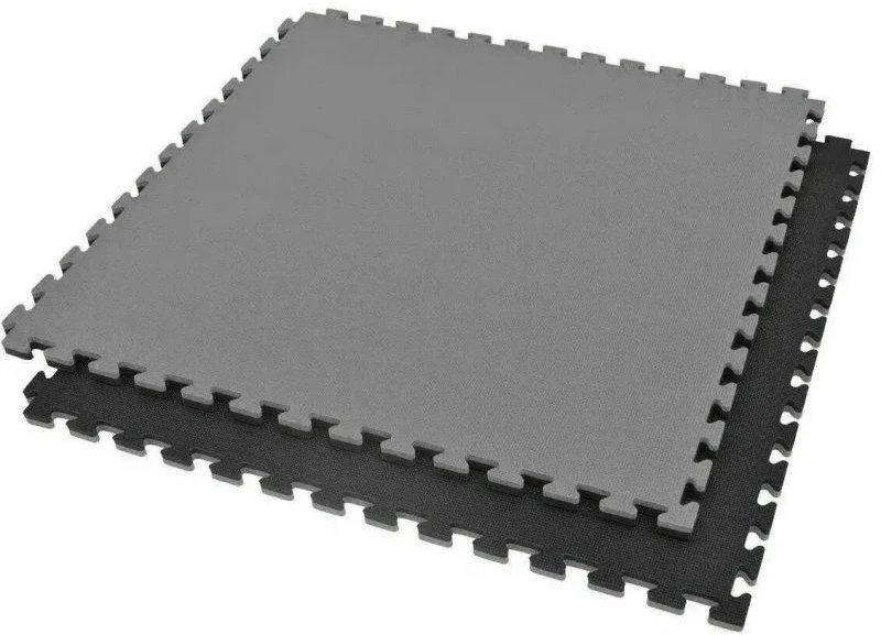 Treniruočių kilimėlis su saugos sertifikatu - Dėlionės tipo 1x1m - Juodas - Pilkas 2 cm