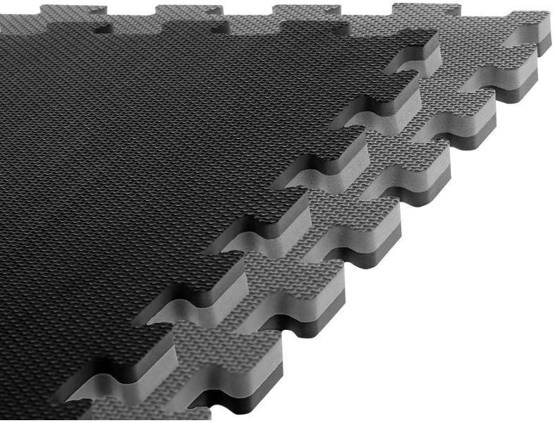 Treniruočių kilimėlis su saugos sertifikatu - Dėlionės tipo 1x1m - Juodas - Pilkas 2 cm