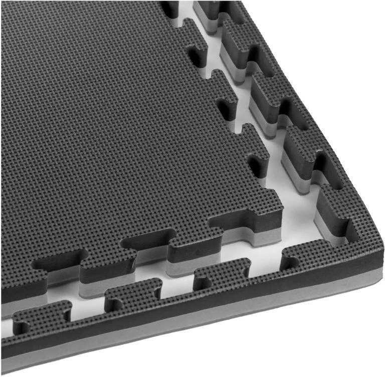 Treniruočių kilimėlis su saugos sertifikatu - Dėlionės tipo 1x1m - Juodas - Pilkas 2 cm