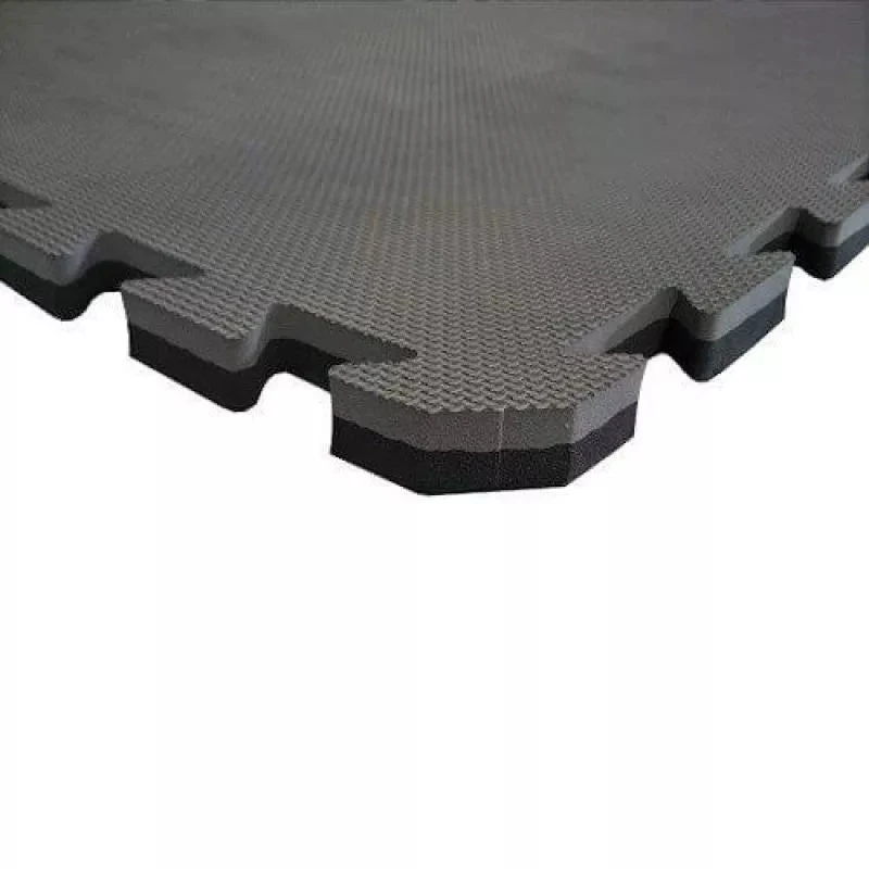 Treniruočių kilimėlis su saugos sertifikatu - Dėlionės tipo 1x1m - Juodas - Pilkas 2 cm