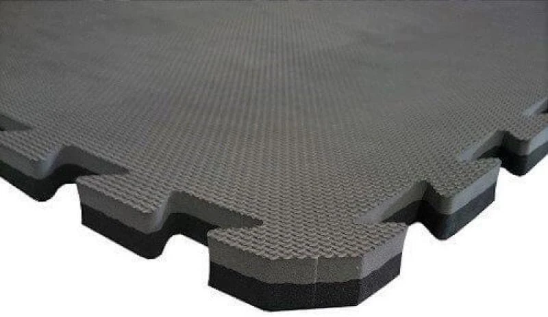 Treniruočių kilimėlis su saugos sertifikatu - Dėlionės tipo 1x1m - Juodas - Pilkas 2 cm
