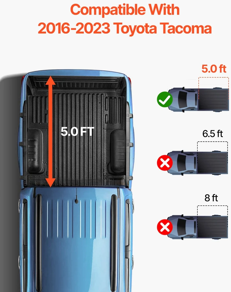 VEVOR Tri-fold dangtis Toyota Tacoma 2016-2023