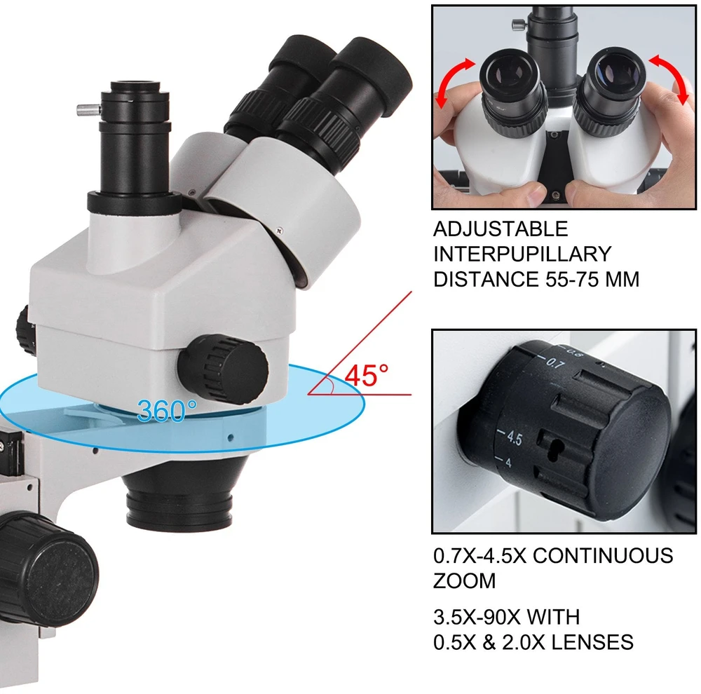 VEVOR 3,5X-90X trinokulinis stereomikroskopas