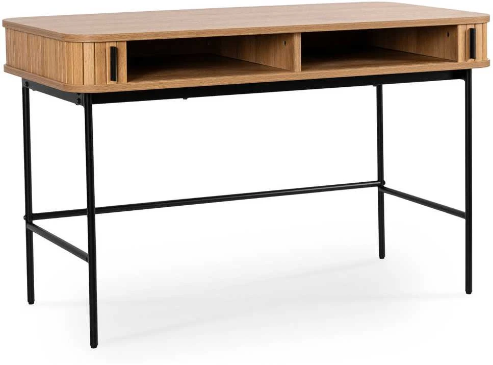 TRISH išskleidžiamas rašomasis stalas, 120 cm, ąžuolo raštas, modernus lofto stiliaus