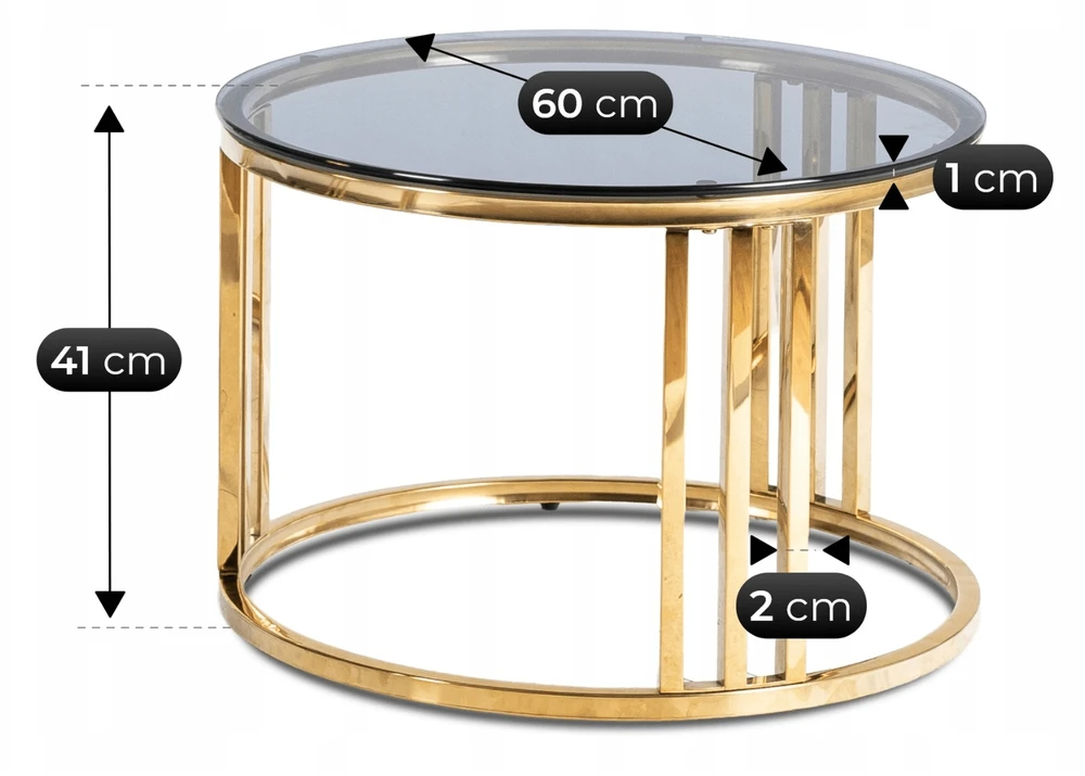 TRITON MAX kavos staliukų komplektas, 60 cm/80 cm, pilkas/auksinis, žavingas