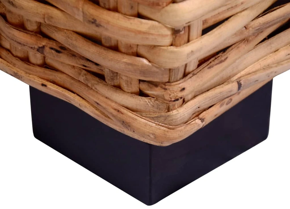 Trivietė sodo sofa, natūralus ratanas