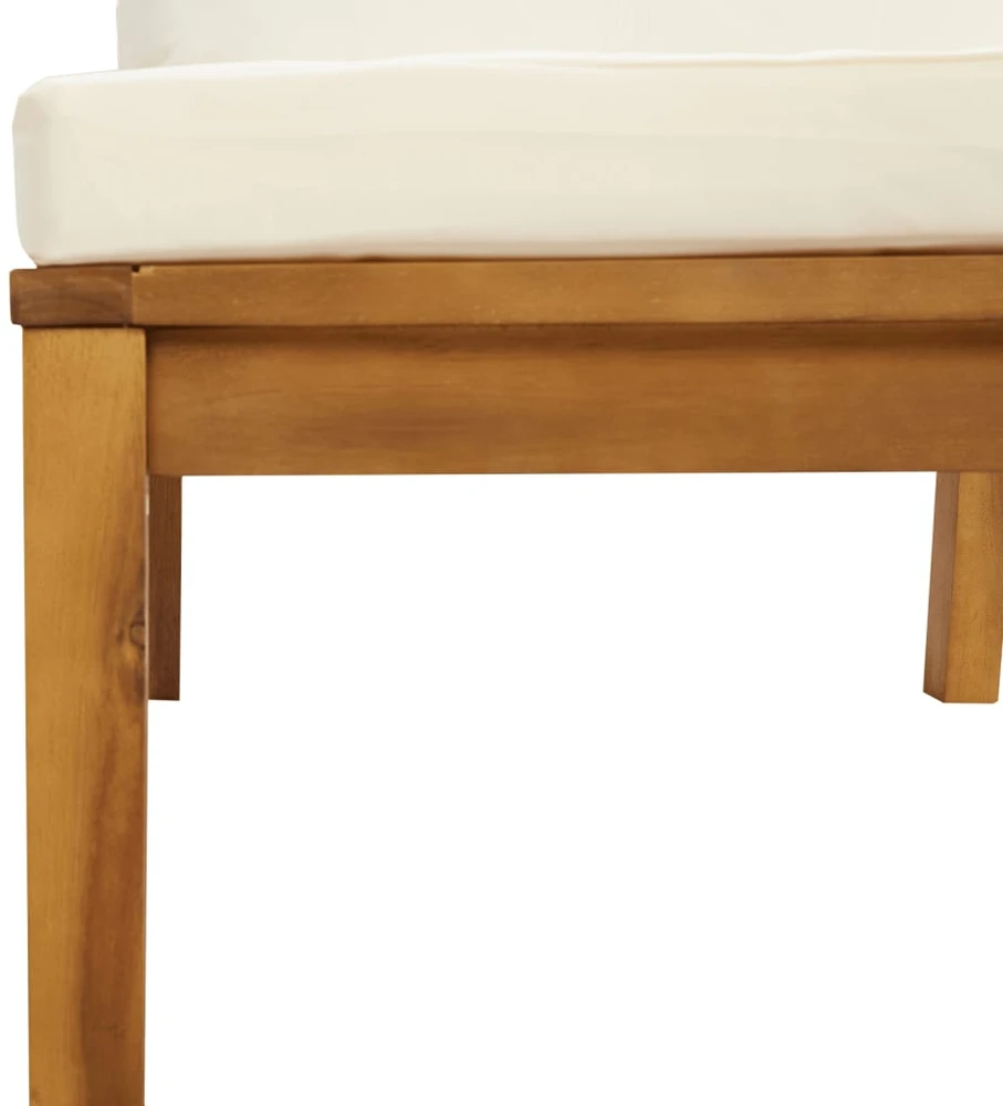 Trivietė sodo sofa su kreminėmis pagalvėlėmis, akacijos masyvas