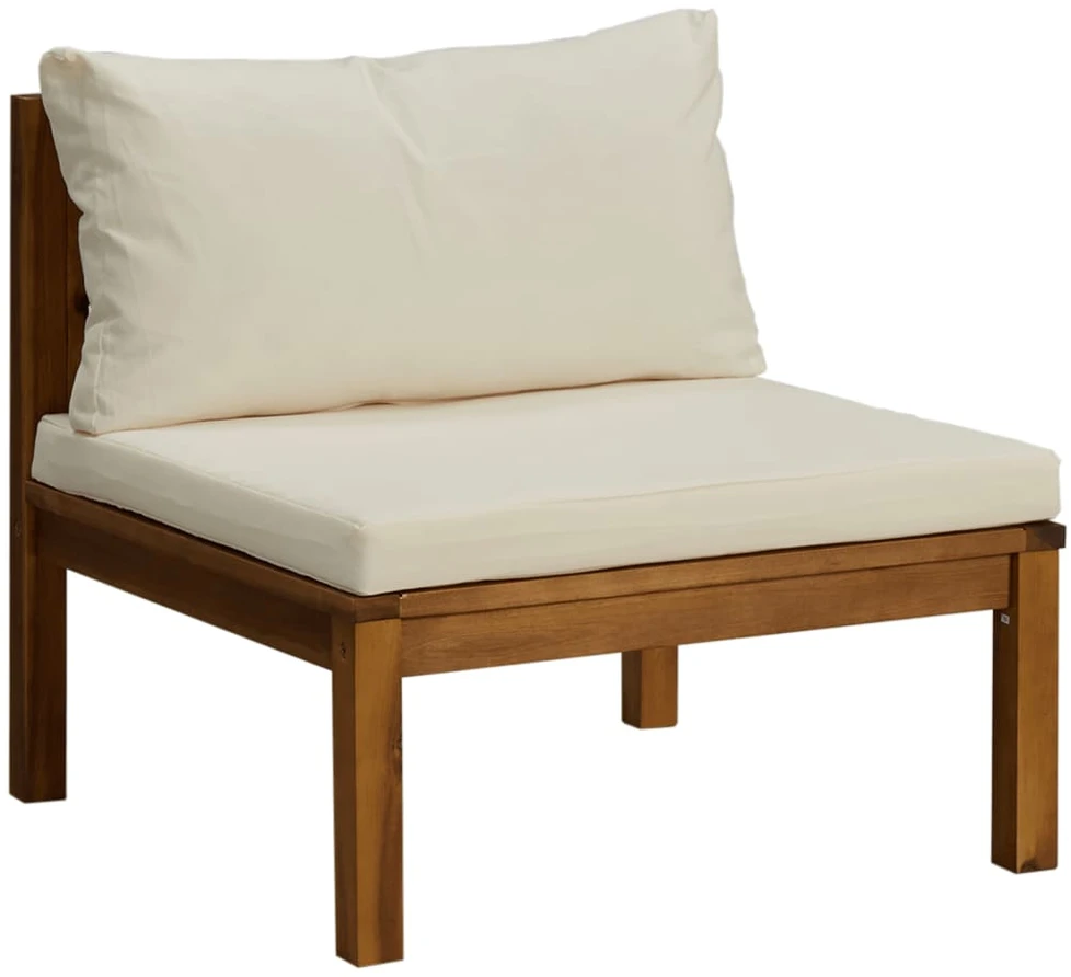 Trivietė sodo sofa su kreminėmis pagalvėlėmis, akacijos masyvas