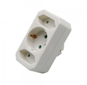 V-tac Trivietis lizdo adapteris, baltas, 2 jungtys su 2,5A, viena - 16A.