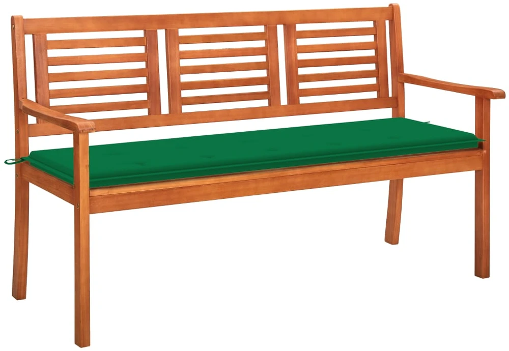 Trivietis sodo suoliukas su pagalve, 150cm, eukalipto masyvas