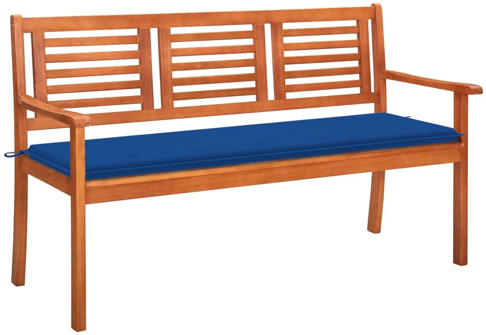 Trivietis sodo suoliukas su pagalve, 150cm, eukalipto masyvas