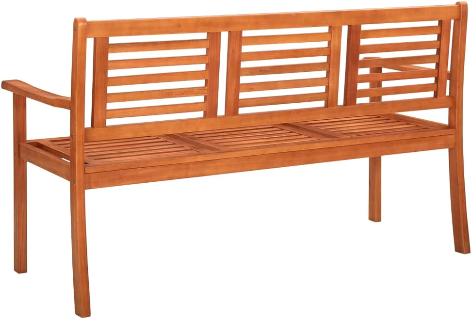 Trivietis sodo suoliukas su pagalvėle, 150cm, eukalipto masyvas