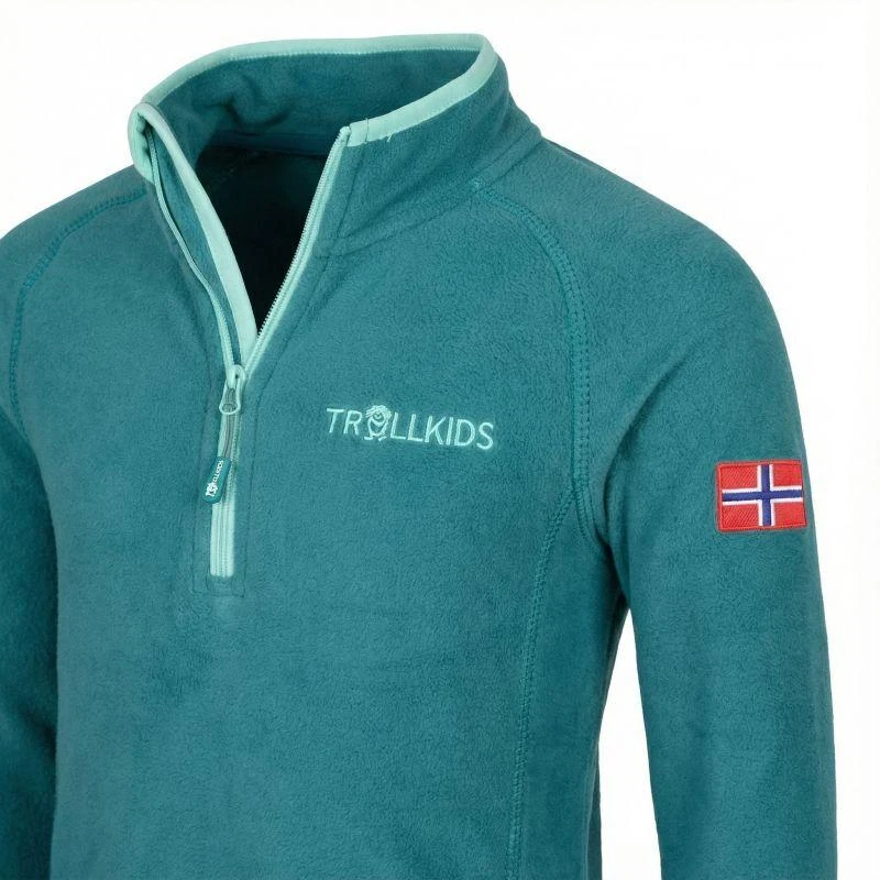 Trollkids Vaikams Nordland Džemperis su Užtrauktuku per Pusę Mergaitėms/Berniukams, Žalias (707-332)