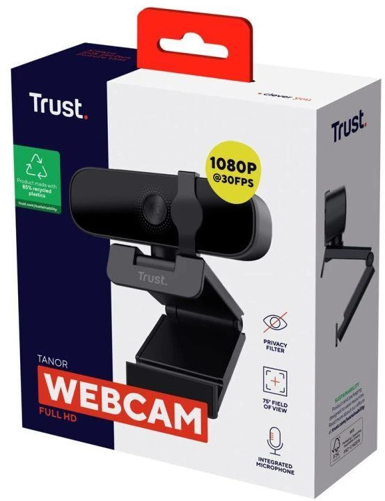 Ausinės Trust TANOR 1080p FULL HD juoda kamera