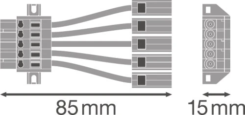 TRUSYS linijinių šviestuvų sistemos PERFORMANCE užmaitinimo laidų jungtis 5P