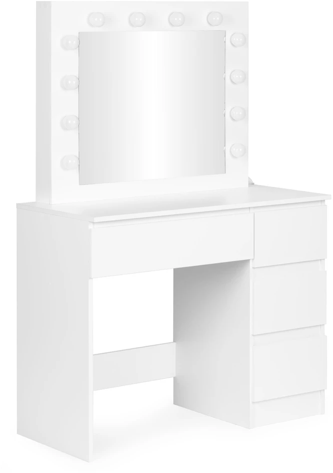 Tualetinis staliukas su veidrodžiu ir LED apšvietimu + taburetė ModernHome