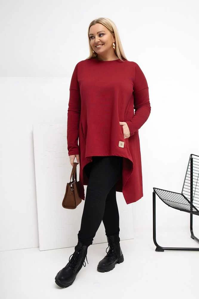Tunika moterims bordo spalvos plus size fasono