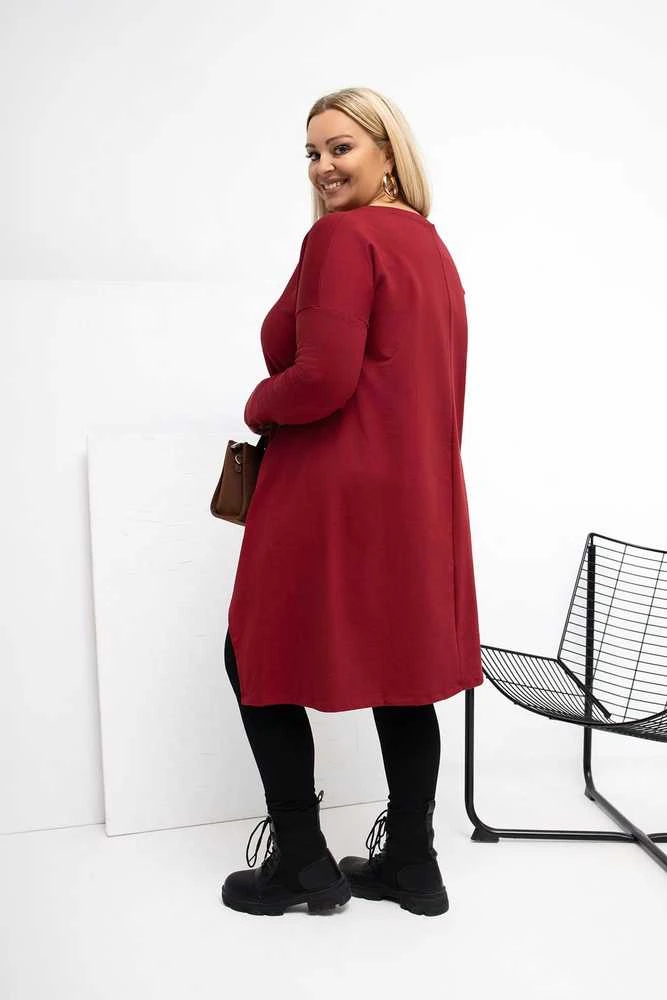 Tunika moterims bordo spalvos plus size fasono