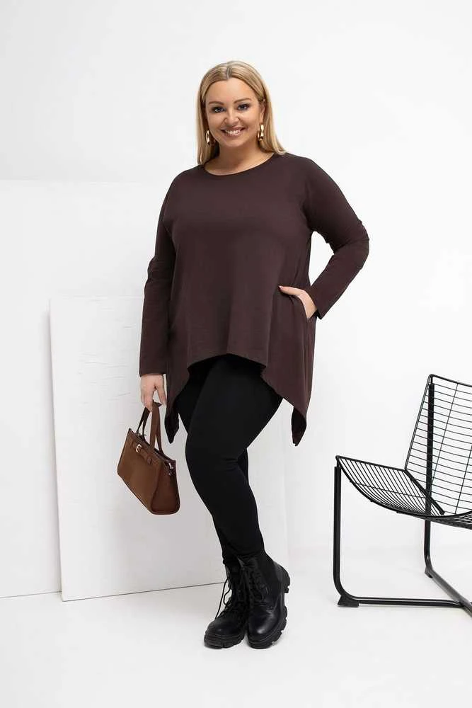 Tunika moterims plus size tamsiai ruda