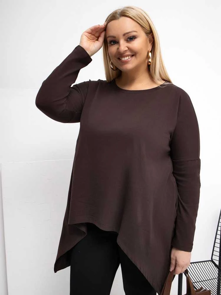 Tunika moterims plus size tamsiai ruda