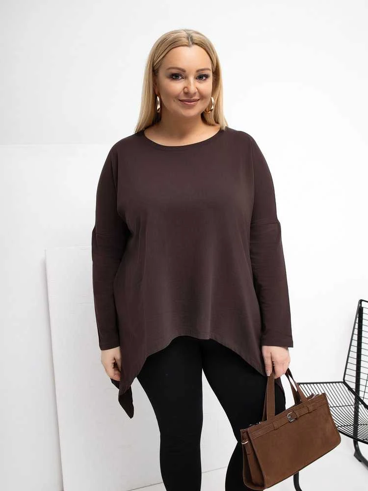 Tunika moterims plus size tamsiai ruda