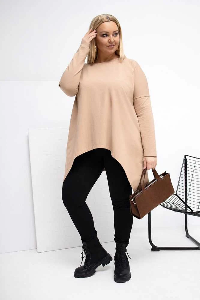 Tunika moterims plus size tamsiai smėlio spalvos