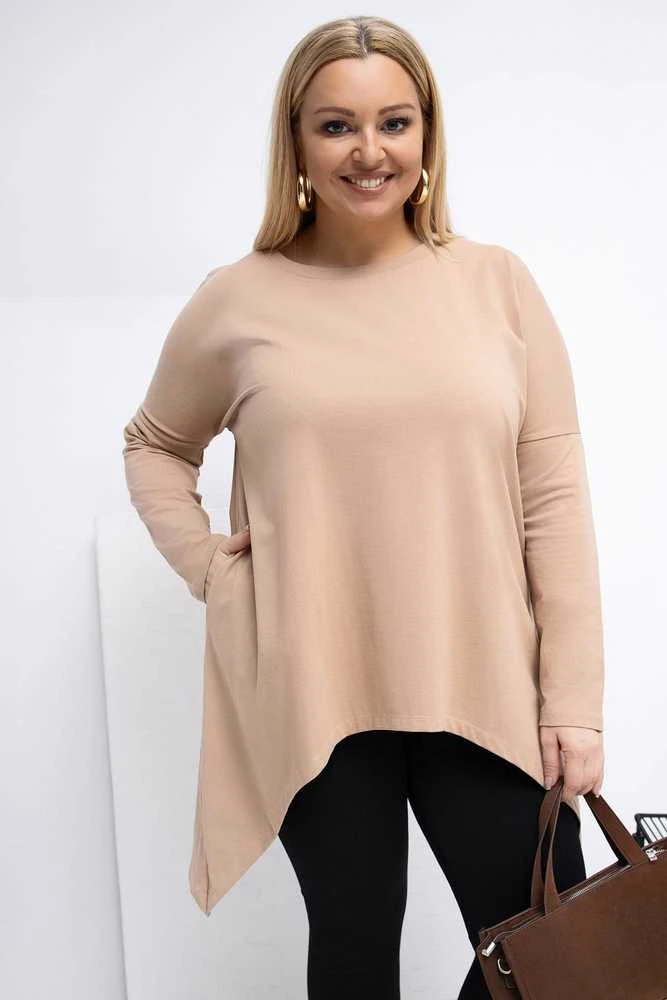 Tunika moterims plus size tamsiai smėlio spalvos
