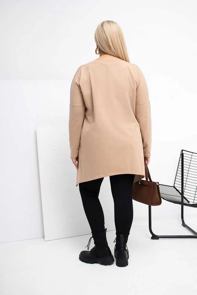 Tunika moterims plus size tamsiai smėlio spalvos