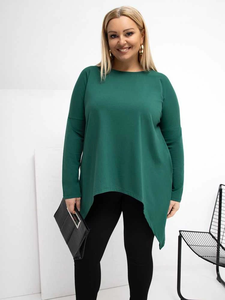 Tunika moterims plus size tamsiai žalia