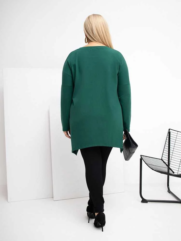 Tunika moterims plus size tamsiai žalia