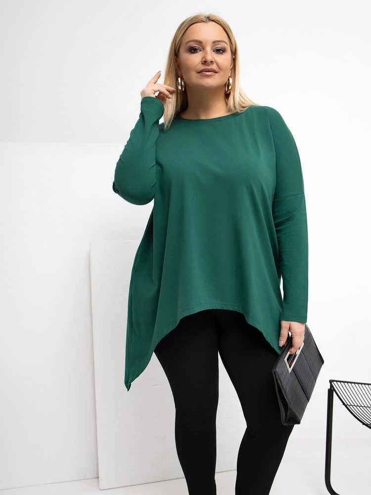 Tunika moterims plus size tamsiai žalia