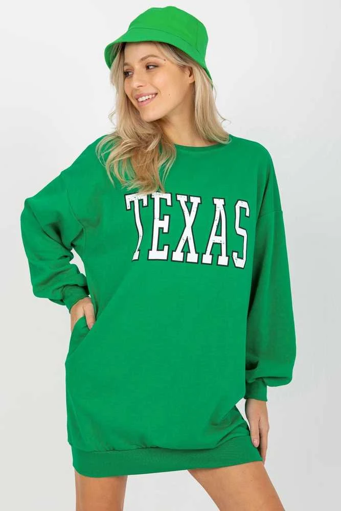 Tunika tipo žalia medvilninė suknelė laisvalaikiui TEXAS Ex Moda