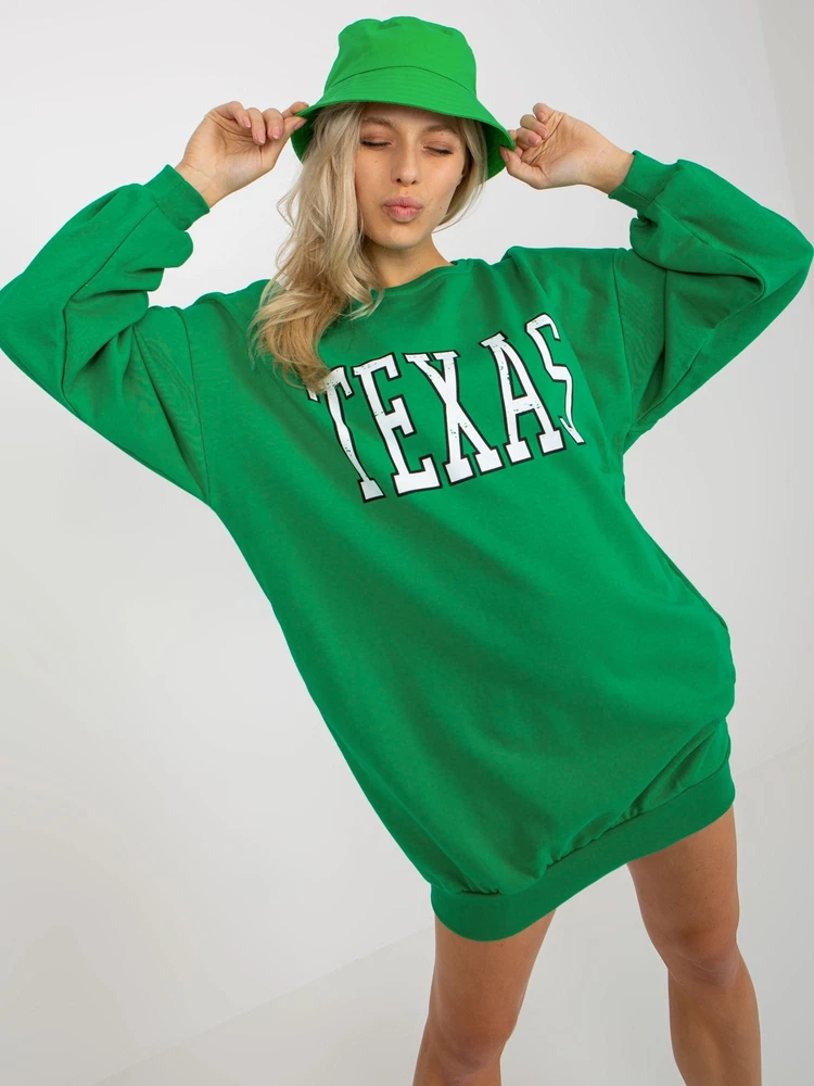 Tunika tipo žalia medvilninė suknelė laisvalaikiui TEXAS Ex Moda