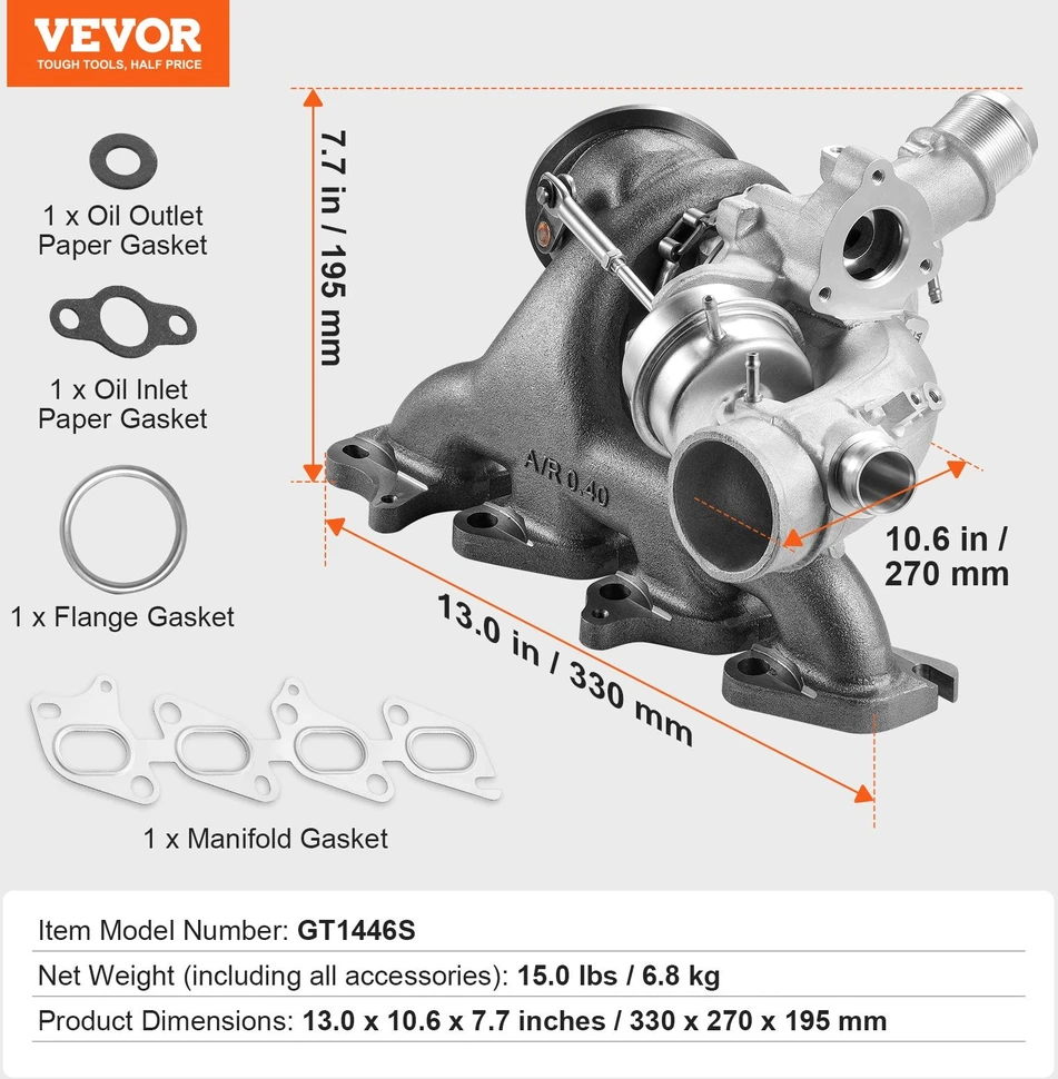 VEVOR Turbokompresoriaus rinkinys Chevrolet Cruze 2011-2019 1.4T