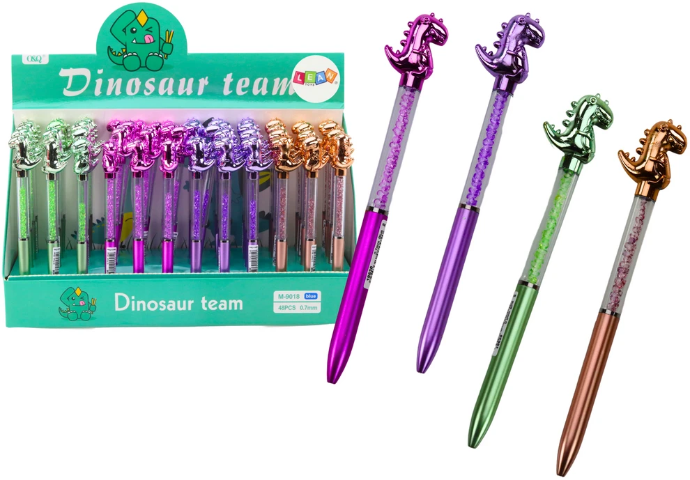 Lean Toys Dinozaurų rašiklis su deimantais, mėlynas, 0,7 mm