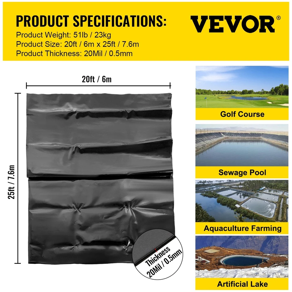 VEVOR lldpe tvenkinio dangtis 6x7,6 m 0,5 mm